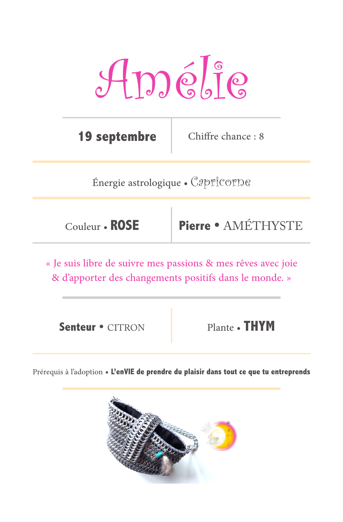 Fiche signalétique • Amélie
