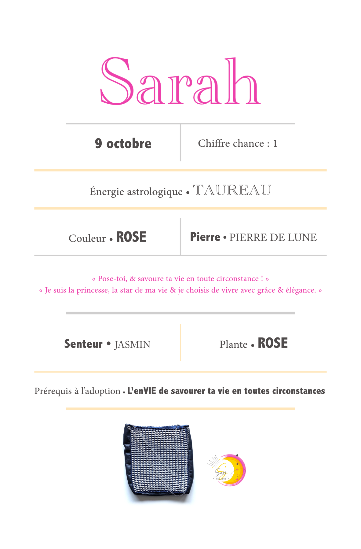 Fiche signalétique • Sarah
