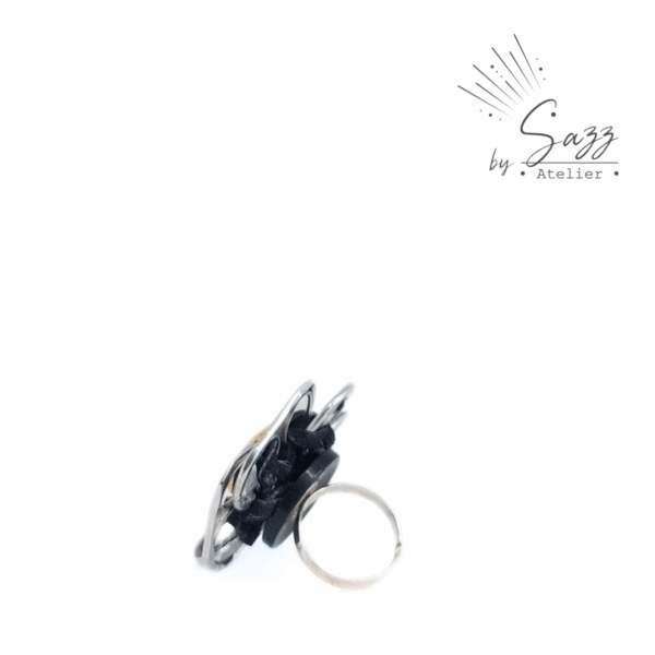 Boutique • Bague • Noir & or • Collection Flower Power