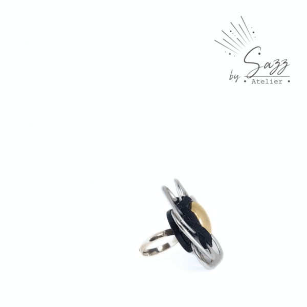 Boutique • Bague • Noir & or • Collection Flower Power