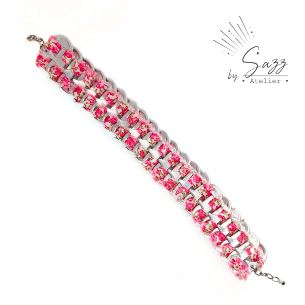 Bracelet • Collection Popcycling • Fleurs roses
