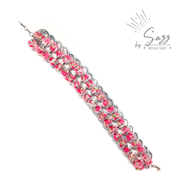 Bracelet • Collection Popcycling • Fleurs roses