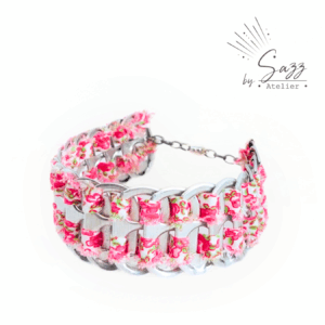 Bracelet • Collection Popcycling • Fleurs roses
